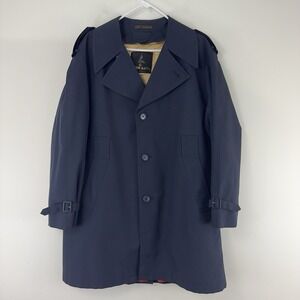 Harbor Master‎ Men's Navy Trench Coat Size 42R Texpop Lined Overcoat Classic
